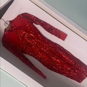 Red sequined dress perfect for NYE celebration